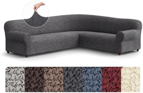 PAULATO BY GA.I.CO. Corner Sectional Couch Cover - Extra Large L-Shape Couch Slipcover - Washable Polyester Sofa Covers - 1-Piece Form Fit Furniture Protector - Mille Righe - Dark Grey (Corner Sofa)