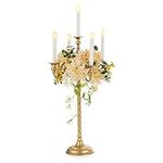 Nuptio Candelabra Candle Holder Floor Candle Holders Gold Candlestick Holders 71 cm 5 Arm Candelabras Vintage Taper Candle Holders Tall Flower Holders Table Centerpiece for Wedding Party Room Decor