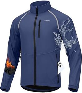 Men's Winter Cycling Jackets Thermal Warm Water Resistant Running Bike Windproof Windbreaker Reflective Fleece Cold Weather Mountain Biking Bicycle Riding Gear(Navy,XL)