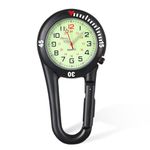 uinnossvc Pocket FOB Watch Clip On Carabiner Watch Black Clip Paramedics Watch Multifunctional Glowing Dial Quartz Watch Women's FOB Watches Nurse Watch, Doctors & Climbing Sport