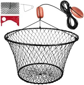 QualyQualy Crab Ring Trap Bait with Fishing Buoy Marker Floats Preventing Winding Floats 16.5" Deep Crab Net with 36 Tarred Braided Twine Fishing Crabbing Net for Board, Kayak, Dock and Pier