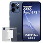 OPPO Reno15 FS 5G Unlocked Smartphone, 8+512GB, 50MP FOV 100° Ultra-Wide Selfie Camera, 6.57" 120Hz Display, AI Portrait Glow, 6500mAh Battery, IP69, Twilight Blue (Include 80W SUPERVOOC Charger)