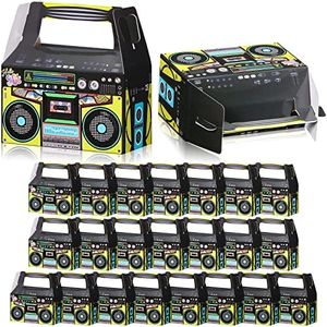 24 Pcs Boîtes de Faveur de Boom de Nouveauté des Années 80 et 90 Décorations de Radio Rétro à Thème Années 80 90 Fournitures de Faveur de Fête Hip Hop Centres de Table (Années 90)