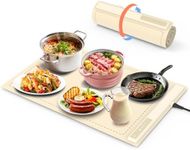 Electric Warming Tray - 3 Modes &Full Surface Heating,Rollable & Portable,Premium Silicone Nano-Material,3 Temperature Settings,Auto Shut-Off -Versatile Food Warmer for Gatherings,Parties (Cream)