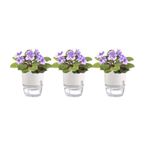 Thorkok 3.2 Inch Self Watering Planters Plastic Planter Pots 3 Pack Wicking Flower Pots Modern Decorative Planter for House Plants,Herbs,Indoor Outdoor Plant (White)