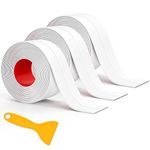 Fixmend Bath Sealant Strip Self Adhesive, 3 Rolls Caulk Strip Sealant Tape, Bathroom Sealant White Waterproof, Sealant Tape for Toilet, Bathtub, Shower, Wall Corner, Kitchen with Sealing Tool