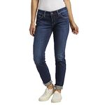 Silver Jeans Co. Women's Boyfriend Mid Rise Slim Leg Jeans, Deep Dark Indigo Wash, 28W x 29L