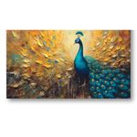 WALLCHITRA peacock painting for wall decoration big size (without frame) perfect for vastu living room,bedroom,office,wall decore and home decoration |canvas wall painting 36 inch L x 20 inch W