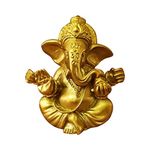 OTKARXUS Hindu Gold Lord Ganesha Statues,1PC Mini Indian Elephant God Statue Resin Sculpture,Ganesh Figurine Handmade Elephant Ornaments Decoration for Home Office Car