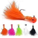 Crappie Jig Marabou Feather Jig Head Hooks,30pcs Assorted Color Fishing Crappie Lures Jigs Kit for Walleye Panfish Sunfish Bluegill Perch 1/8oz - 30pcs