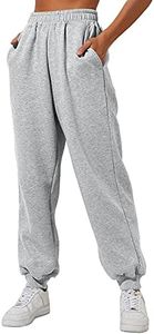 Yovela Womens High Waisted Baggy Sweatpants Comfy Cotton High Waist Jogger Pants Y2k Trendy Lounge Trousers with Pockets, Grey, Medium