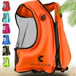 Khroom Inflatable Snorkel Vest for Adults and Teenagers | 60"-75" Height | 90-220 lbs | V2 2025 Model | Buoyancy Jacket for Snorkeling and SUP - Snorkel Vest, Buoyancy Aid (V2 Orange)