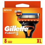 Gillette Fusion5 Razor Blades Men, Pack of 8 Razor Blade Refills with Precision Trimmer, 5 Anti-Friction Blades