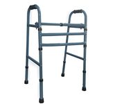 AmbiTech MS Height Adjustable & Double Bar Folding Walker for Adults, Senior Citizens and Patients Blue (Made In India)