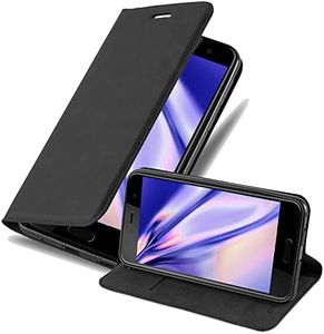 Cadorabo Book Case Works with HTC U Play in Night Black - with Magnetic Closure, Stand Function and Card Slot - Wallet Etui Cover Pouch PU Leather Flip