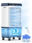 Air Choice Swamp Cooler, 3-in-1 Evaporative Air Cooler 1800CFM with 12H Timer, Remote Control, 4 Ice Packs & 5.3 Gal Water Tank, 110° Oscillation, 3 Speeds, Portable Cooling Fan for Outdoor Indoor Use