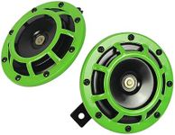 CARMOCAR Eletric Car Horn Kit 12V 135db Super Loud High Tone and Low Tone Metal Twin Horn Kit with Bracket for Cars Trucks SUVs RVs Vans Motorcycles Off Road Boats (Green)