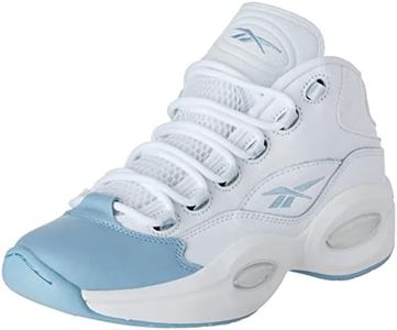 Reebok Question Mid Mens Shoes, Ftwr White/Fluid Blue/Toxic Yellow, 9.5