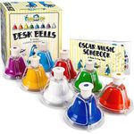 MINIARTIS Desk Bells for Kids | 8 Notes Diatonic Colorful Metal Hand Bells Set | Percussion Musical Instrument | Music Songbook & Carry Case | Great Holiday Birthday Gift for Children