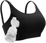 momcozy Hands Free Pumping Bra, Adjustable Breast-Pumps Holding Bra, Pumping & Nursing in One Black