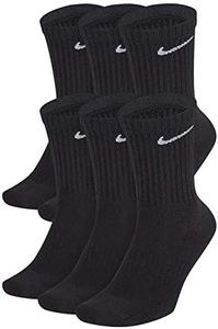 Nike Men's Dri-Fit Training Cotton Cushioned Crew Socks (6 Pair) (Black, Medium (6-8) Men/(8-12) Women)