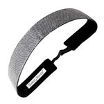 Sweaty Bands Womens Girls Headband - Non-Slip Velvet-Lined Fitness Hairband - Oxford Grey Black 1-Inch