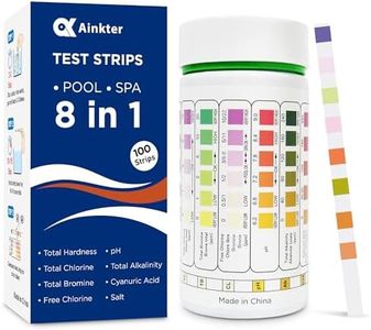 Pool Test Strips:8-in-1 Pool Test Kit,100 Hot Tub Test Strips for Above Ground Pool,Spa,and Salt Water Pools, Accurate Tests for pH, Chlorine, Bromine, Alkalinity, Hardness,Cyanuric Acid,Salt