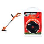 Black + Decker BESTA525GB Strimmer Grass Trimmer, 450 W & BLACK+DECKER Spool and Line 10 m for Reflex Strimmer Nylon Wire 1.6 mm Diameter Transparent and Resistant A6481-XJ