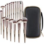 Makeup Brushes,18 Pcs Professional Premium Synthetic Makeup Brush Set with Case, Foundation Kabuki Travel Make up Brushes set (Champagne Gold)