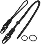 HONZUEN Paracord Lanyard, 2pcs Black Key lanyard for Neck, Key Chain Necklace, Heavy Duty with HK Clip, ID Card Lanyard for Key, Office Lanyard, Whistle Strap Outdoor Hiking Camping(Adjustable Length)