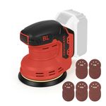 Cordless Random Orbital Sander Compatible with Milwaukee 18V Battery, 3 Speeds 9700-19000 RPM, 125mm Brushless Rotary Sander with 25Pcs Sandpapers for Sanding and Polishing Wood, Plastic & Metal