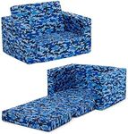 Delta Children Cozee Blue Camo Convertible Foam Chair to Lounger for Kids