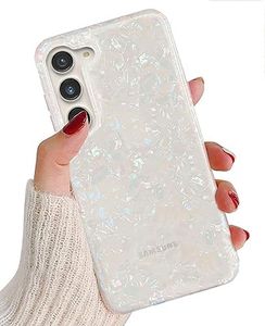 J.west Galaxy S23 Case 5G 6.1-inch, Luxury Sparkle Glitter Translucent Clear Colorful Opal Pearly Thinfoil Design Shiny Print Soft Silicone Cover for Women Girls Slim TPU Protective Phone Case