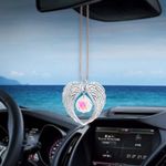 LIKAGI Car Rear View Mirror Hanging Accessories, Angel Wings with K9 Crystal Ball Charm for Your Car Decoration, Beautiful Exquisite Car Hanging Ornament, Gift for Men and Women (Silver)