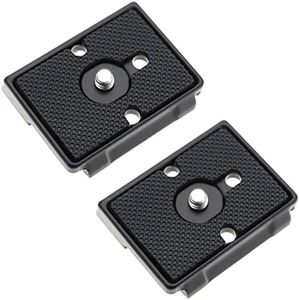 eMagTech 2Pcs Quick Release Plate with 1/4'' Srew Compatible with Manfrotto 200PL 128RC 141RC 222 352RC 460MG Aluminium Alloy Quick Release Tripod Mount Black