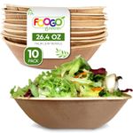 FOOGO Green 10 Disposable Palm Leaf Serving Bowls, 8"(20cm), 26.5oz (750ml), Party Salad Bowls, Deep Round, Biodegradable Compostable, Wedding Party Bowls, Wooden Bowls, Bamboo Bowls, Paper Bowls