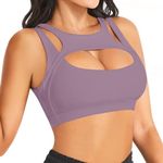 Betaven Push up Sports Bra for Women Sexy Hollow Crop Tops with Removable Cups Workout Yoga Bra Medium Support,Purple,Large