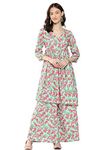 Janasya Women's Mint Moss Floral Digital Printed Co-ords Set(SET693-KR-PP-XS)