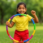 SeBURRY® Detachable Hula Hoop for Kids Adults, Fitness Rings for Kids with 6 Interlockable Piece, Adjustable Size | Hula Hoop for Women Excersie for - Boys & Girls (Multicolor)