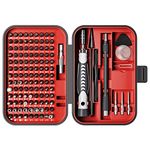 Small Screwdriver Set with 120 Bits, Kingsdun 130 in 1 Precision Magnetic Screwdriver Bit Set with Tweezer, Flat, Phillips, Pentalobe, Torx Star Screwdriver for Computer, Xbox, Phone, PC Laptop