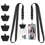 Doormoon Phone Lanyard, Universal Adjustable Neck Straps for Phone Case Keys ID Badges Compatible with iPhone, Samsung, Motorola, LG & Most Smartphones, 2 Pack (Black Black)