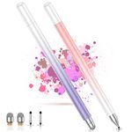 (2 Pcs) Universal Stylus Pens High Sensitivity Disc & Fiber Tip Pencils Compatible with Apple/iPhone/iPad/Android/Tablets and All Capacitive Touch Screens