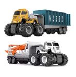 SHIPEASE 1:43 Die Cast Alloy Model Car Carrier Truck Toys with Friction Powered Logistic Transport Truck Trailer for Kids Boys Girls Miniature Toy Birthday Gift (Multicolor)