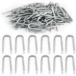 120 Pcs Galvanised U Nails for Fencing, U Shaped Nails, Steel Chicken Wire Fencing Staples, Netting Staples, Fence Staples for Wire Mesh Woven Fencing Garden Mesh Fasteners Staples Nails