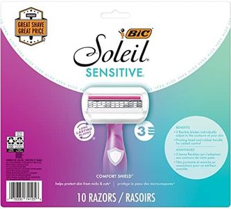 BIC Soleil Sensitive Women's Disposable Razors, 3 Blades With Moisture Strip For a Silky Smooth Shave for women, 10 Piece Razor Set