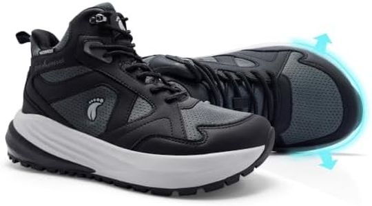 OrthoComfoot Men's Orthopedic Waterproof Hiking Boots, Wide Width Arch Support Ankle Trekking Boots, Orthotic Plantar Fasciitis Relief Non Slip Trail Shoes for Foot & Heel Pain, Black, Size 8