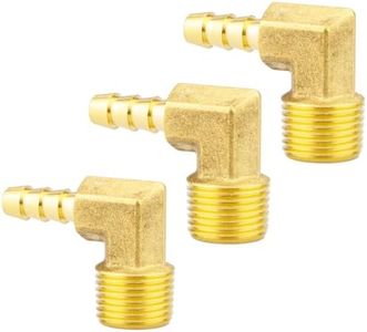 90 Degree Brass Pipe Fitting,Brass Hose Barbed Elbow Fitting 90 Degree Elbow Adapter (1/4" Barb x 3/8" npt)