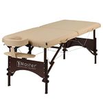 Master Massage Argo 71cm Portable Massage Table with Walnut Legs- Spa Bed for Tabletop Exercise & Massage- Beauty Bed Tattoo Bed- Lash Table Cream