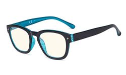 Eyekepper Blue Light Filter Reading Glasses - UV420 Protection Computer Reader Eyeglasses - Black-Blue +0.50