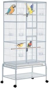 69-inch Budgie Cage, Extra Large Wrought Iron Feeding Bird Cage with Rolling Stand, for Parakeet,Cockatiels Conures Lovebirds Parrots
